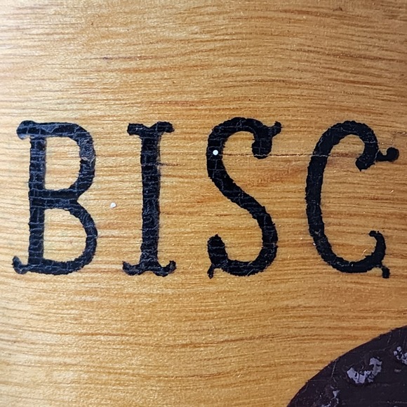 Vintage Wood Biscuit Barrel Hand Painted Cookies Pail 50s Farmhouse Cottage MCM - Picture 9 of 16